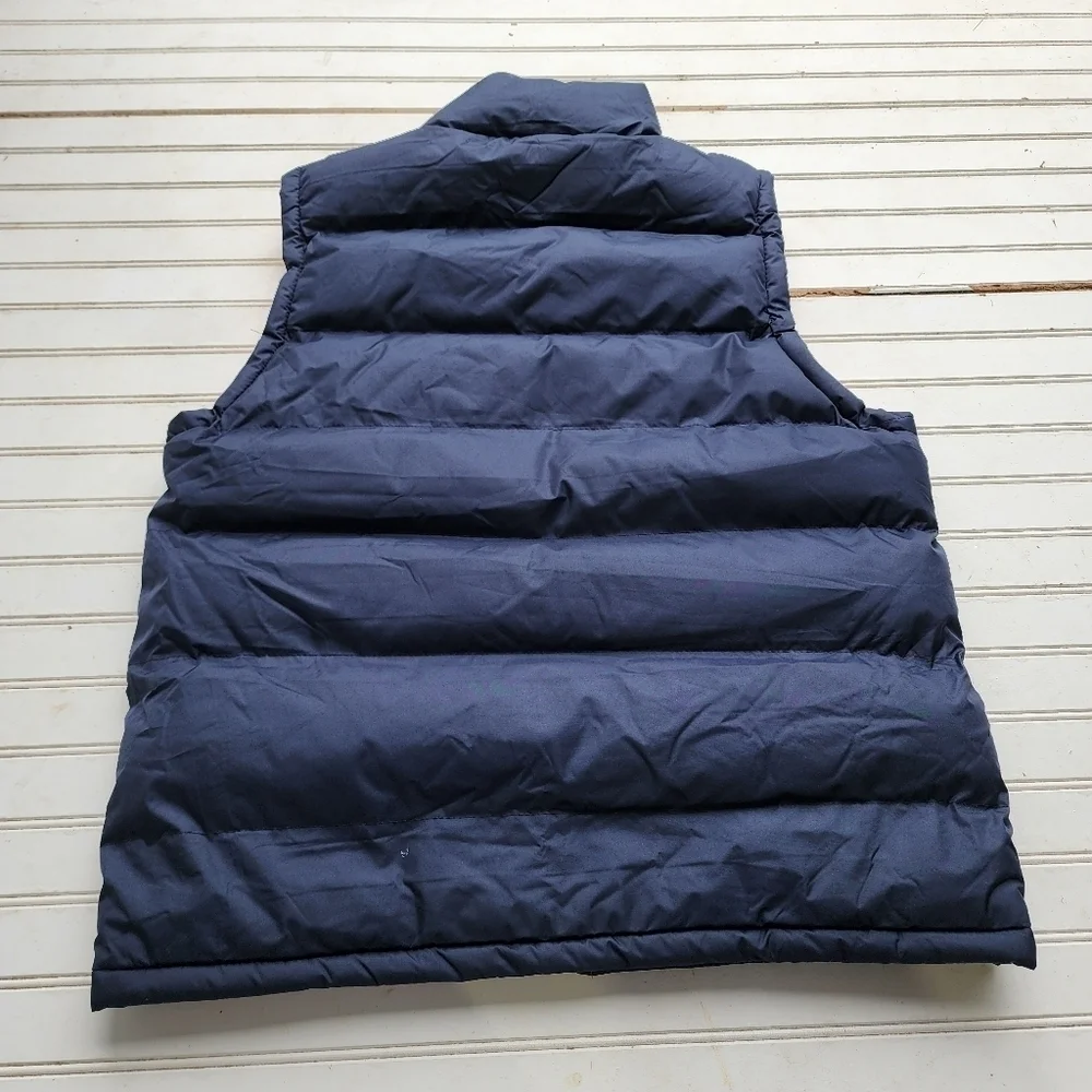NWOT FOURCAST Mens Puffer Vest Jacket Navy Blue Yellow Full Zip Sz M